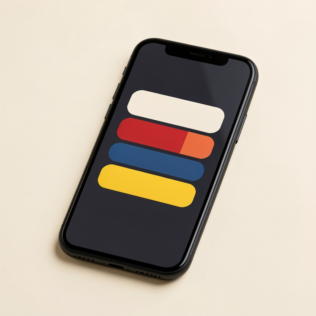 Close-up of a phone screen showing abstract Chairfill booking cards on a paper backdrop